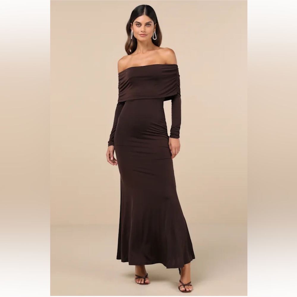 Lulu's Chocolate Brown Long Sleeve Dress